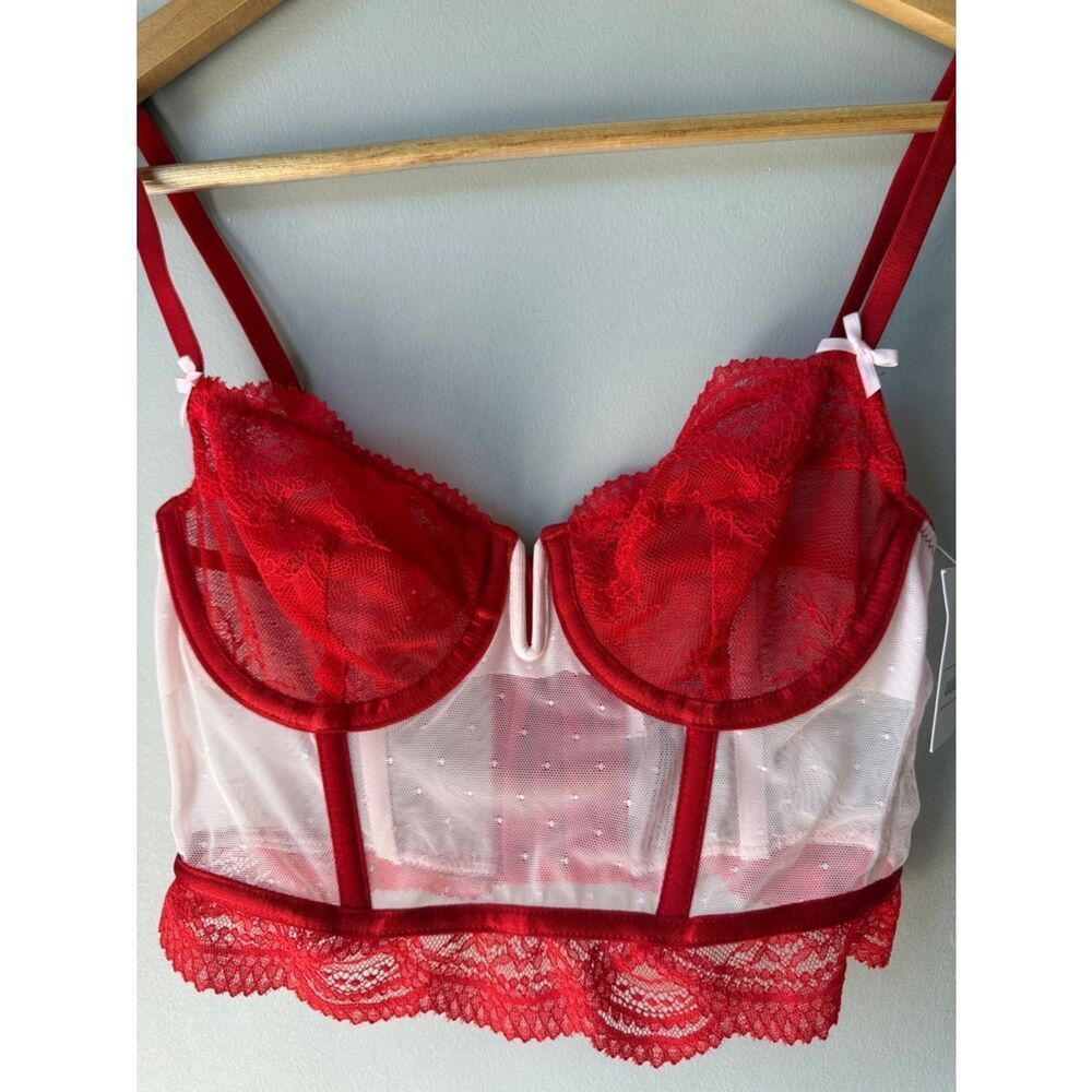 NWT Auden Red Lace Corset Bra Top